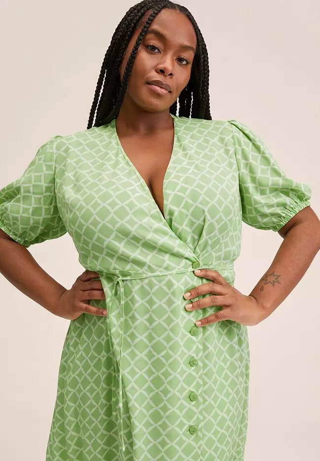 Printed Dress With Balloon Sleeves