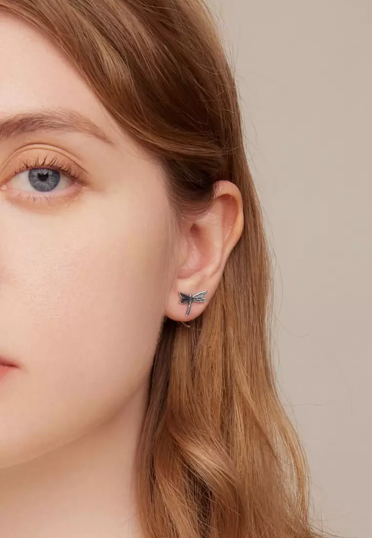 Solid Silver Olivia Dragonfly Stud Earrings