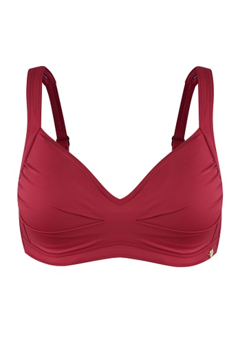 Sunseeker red Solids DD/E Cup Ruched Bikini Top EAEF7US397B755GS_1