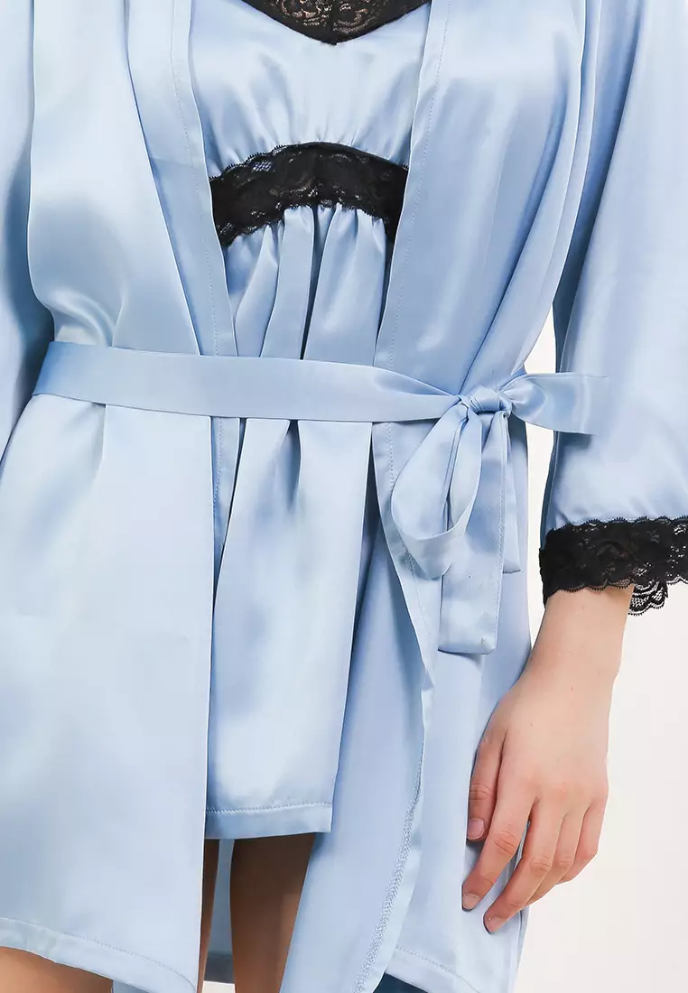 Kimono Satin Silk Set Seksi Sexy Dress Tanktop Sleepwear