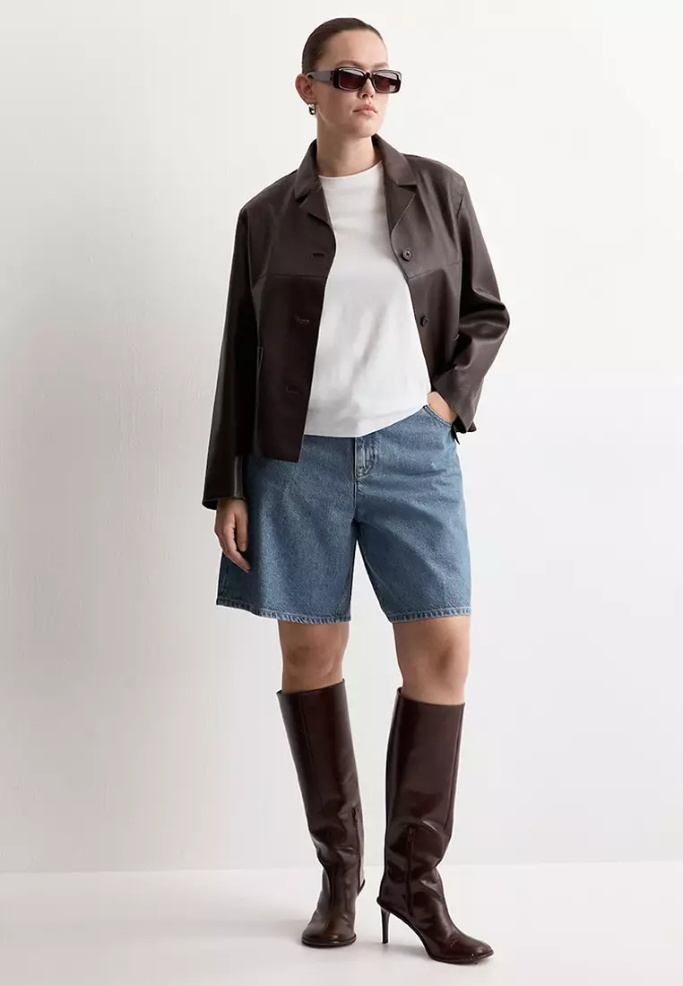 High-Waist Straight-Fit Denim Shorts