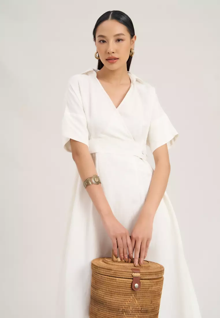 chinese dress ladies Marlina Ruffle Sleeve Babydoll Mini Dress White