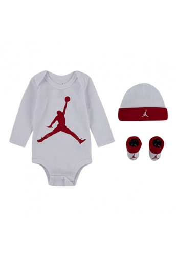 Jordan white Jordan Unisex Newborn's Jumpman Long Sleeves Bodysuit, Hat & Bootie Set (0 - 6 Months) - White 76355KA3213A10GS_1