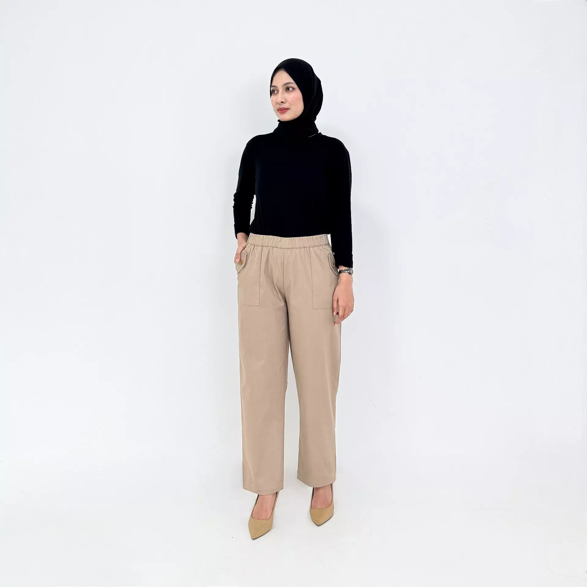 Emy Basic Korean Pants - Celana Panjang Wanita Polos COKLAT