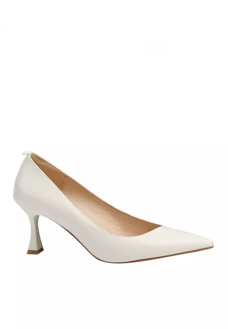 White high sale heel court shoes