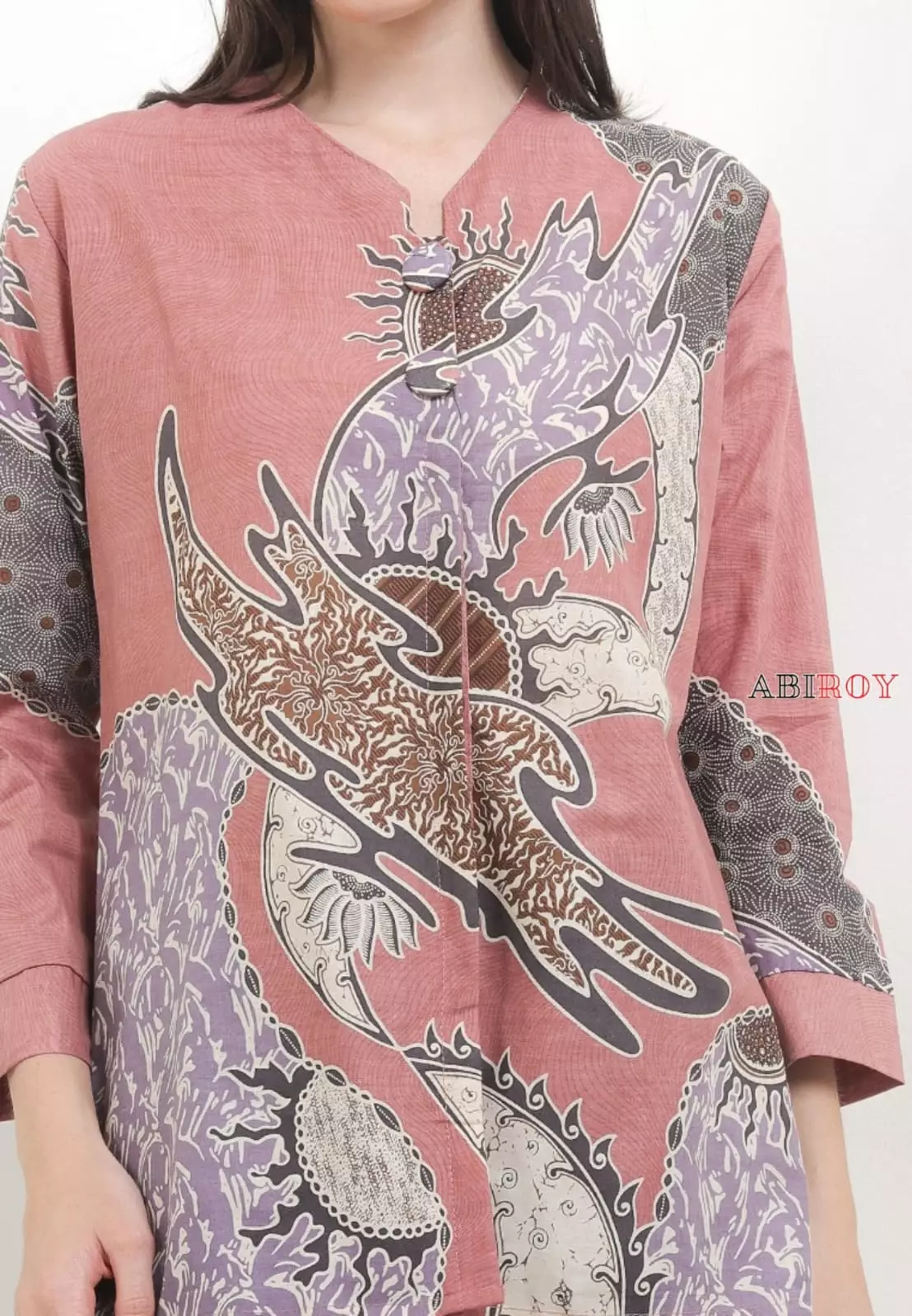Blouse Batik Mahesintra Pink Premium Slimfit Elegant NLN