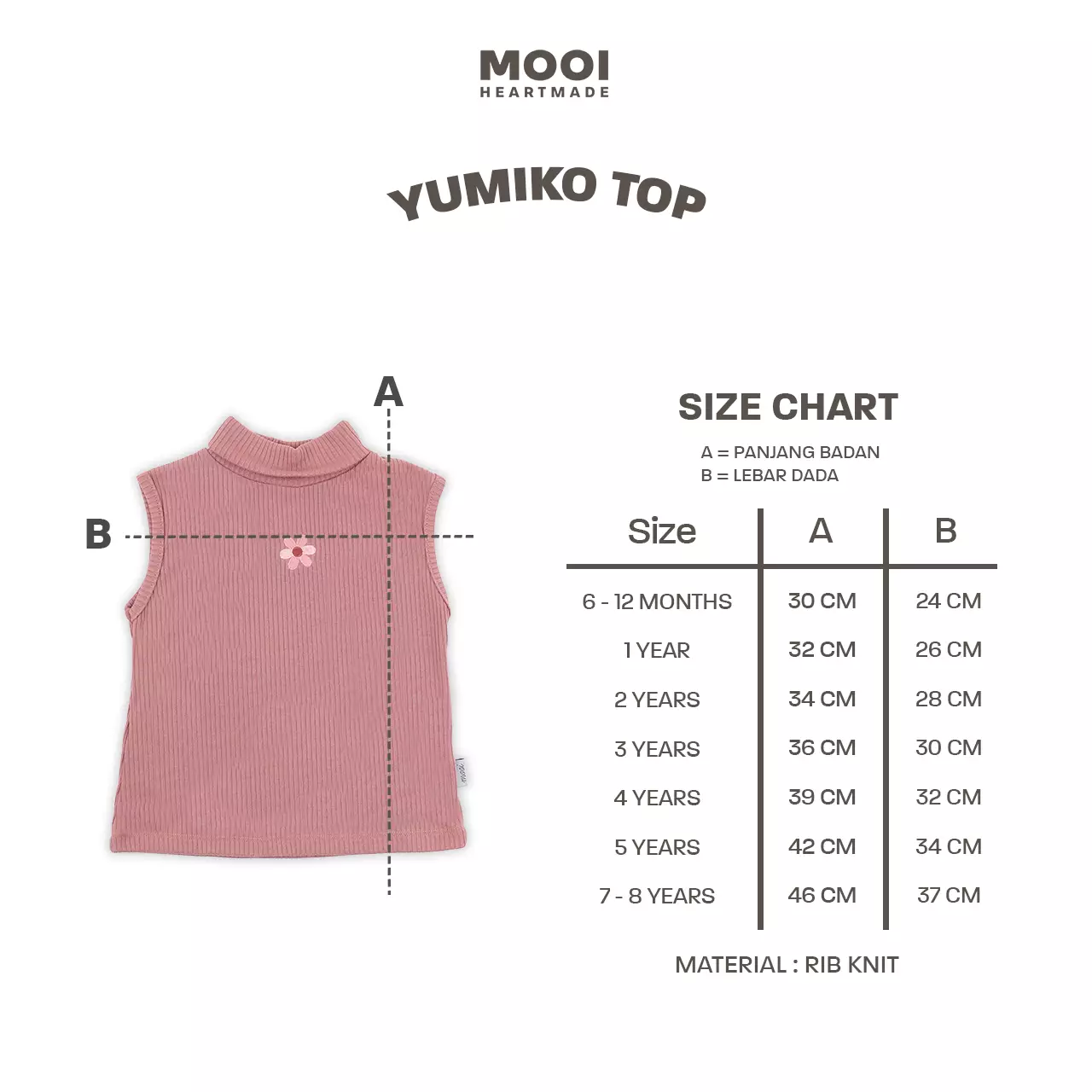 Mooi Atasan Anak Perempuan Yumiko Rib Top - Blue  Rain