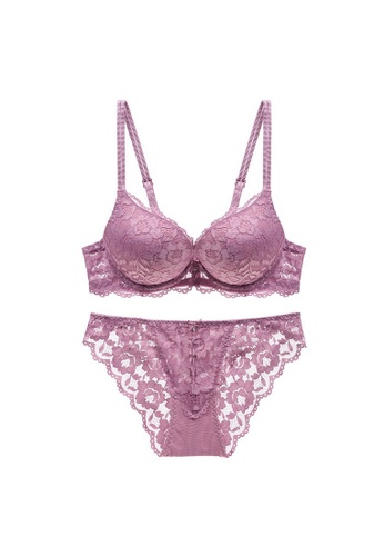 W.Excellence purple Premium Purple Lace Lingerie Set (Bra and Underwear) E9DB2US51782E1GS_1