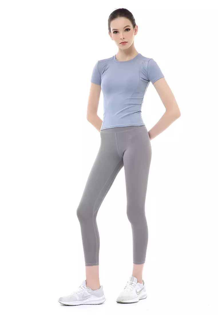 Mikayla Kaos Olahraga Wanita Simple Design Sporty T-Shirt Lengan Pendek Material Polyester ORIGINAL - Light Blue