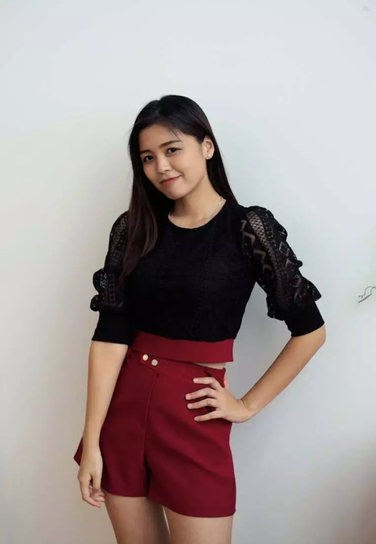 COTTON BLEND JUMPSUIT WITH LACE DETAILS