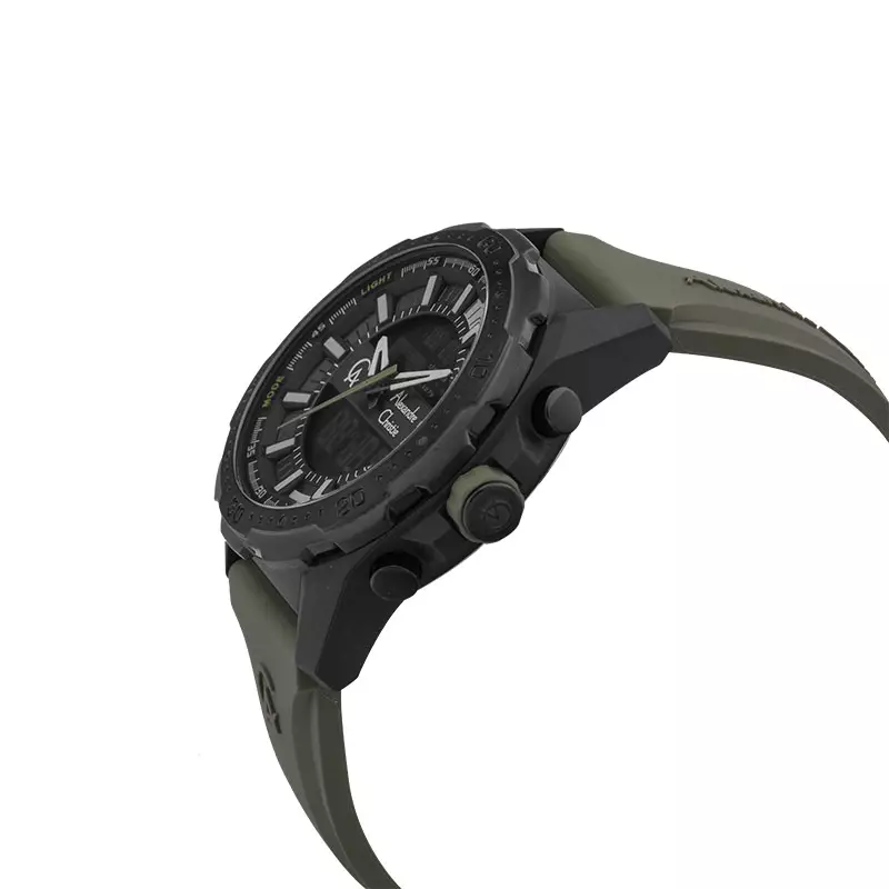 Jam Tangan Pria Alexandre Christie Digi AC 9370 MH RIPBAGN Men Digital Analog Dial Green Rubber Strap