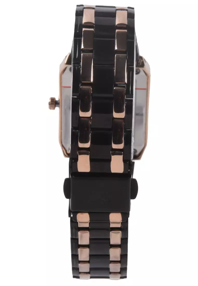 Mirage - Jam Tangan Analog Wanita - Rosegold Black - Stainless Steel Bracelet - 7716L-A