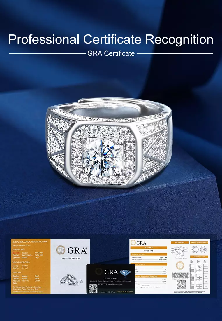 Cincin Pria Original Perhiasan Cincin Fashion Pria Tunangan Sertifikat GRA Cincin Cowok silver color