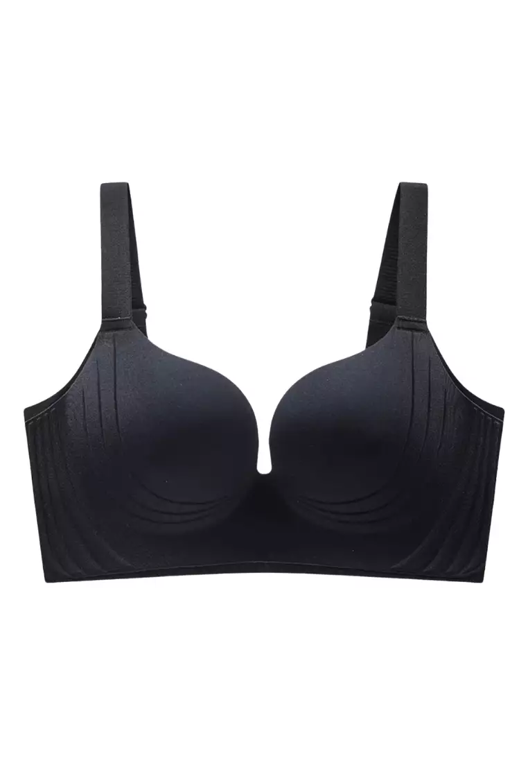 Premium Wynter Plus Size Seamless Wireless Support Bra in Black