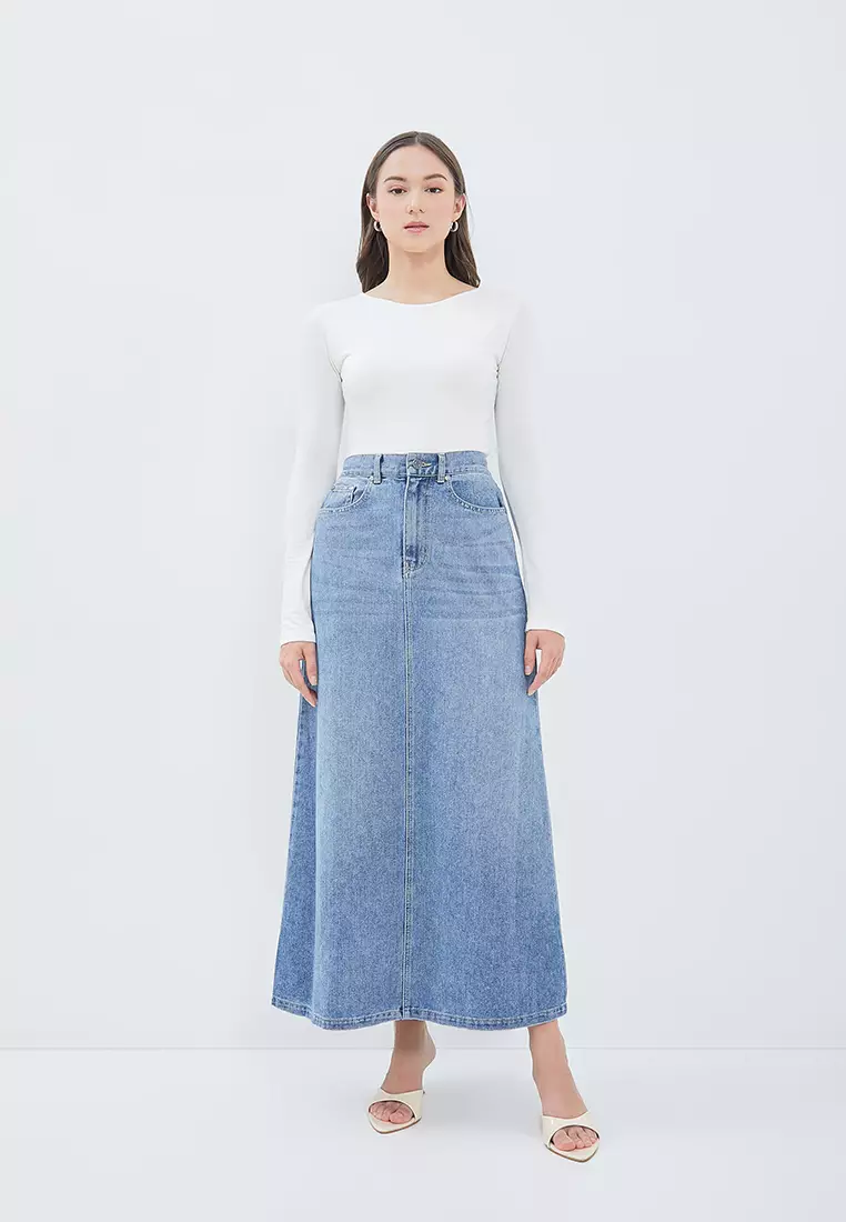 DUST Rok Denim A-Line Numara Blue (D. 21157)