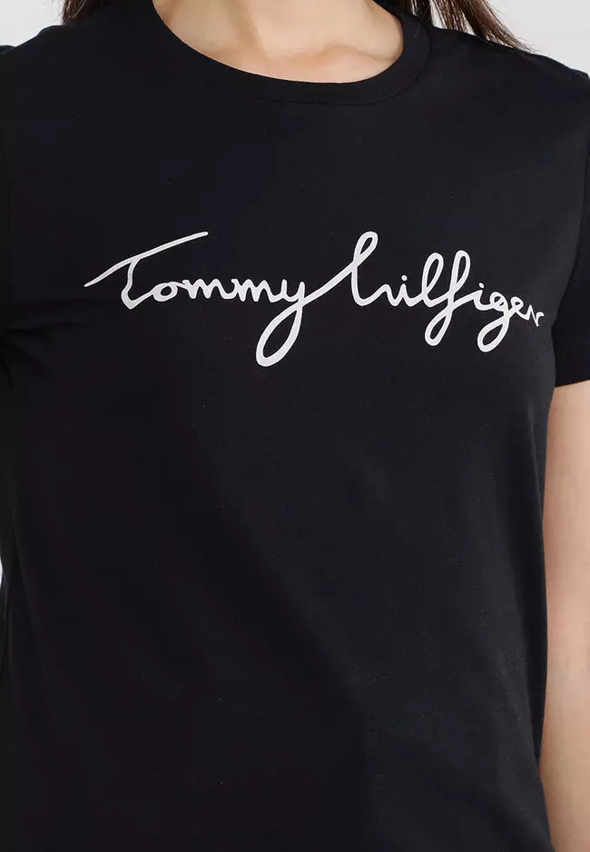 Tommy Hilfiger Womens XOXO Ribbed Trim Graphic Crewneck