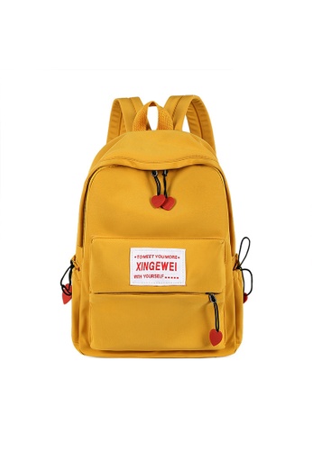 korean style waterproof leisure backpack for high school teenage girls yellow