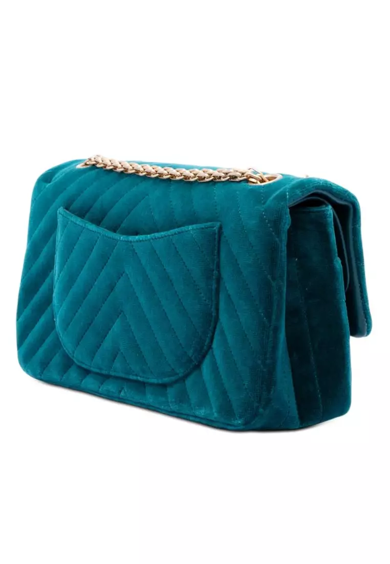 Pre-Loved Chanel Chevron Velvet Reissue 2.55 Double Flap 225