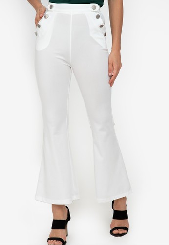 ZALORA WORK white High Waisted Flare Trousers AD851AA231A7A2GS_1