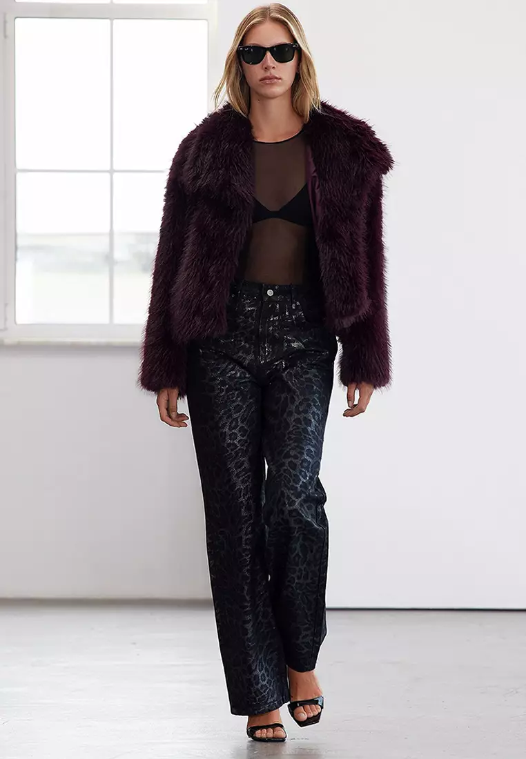 Claret Red Oversize Fur Coat TWOAW25MO00035