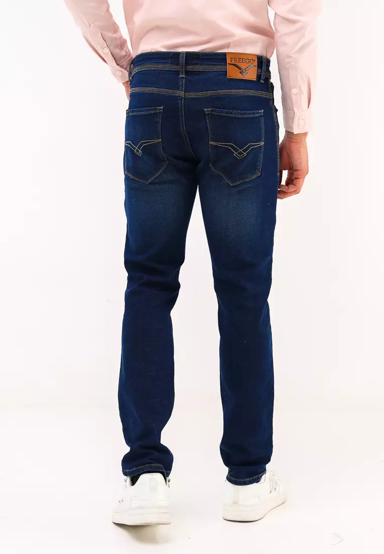 Denim Long Pants Slim Tapered Fit Stretch