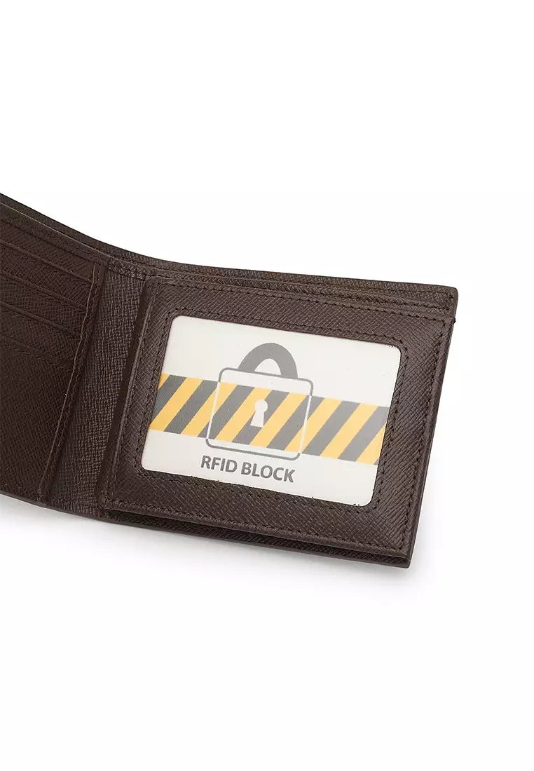 Men's Genuine Leather RFID Blocking Wallet  (Dompet Pria Kulit Genuine RFID Blocking) - Cokelat
