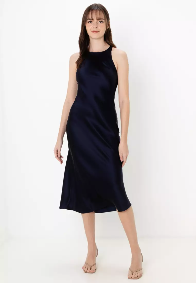 Sleeveless Satin Midi Dress