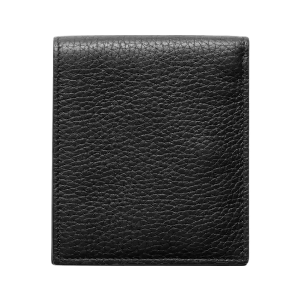 [5.5UPER DEALS] Triangle Logo Moire Calfskin Leather Wallet Black