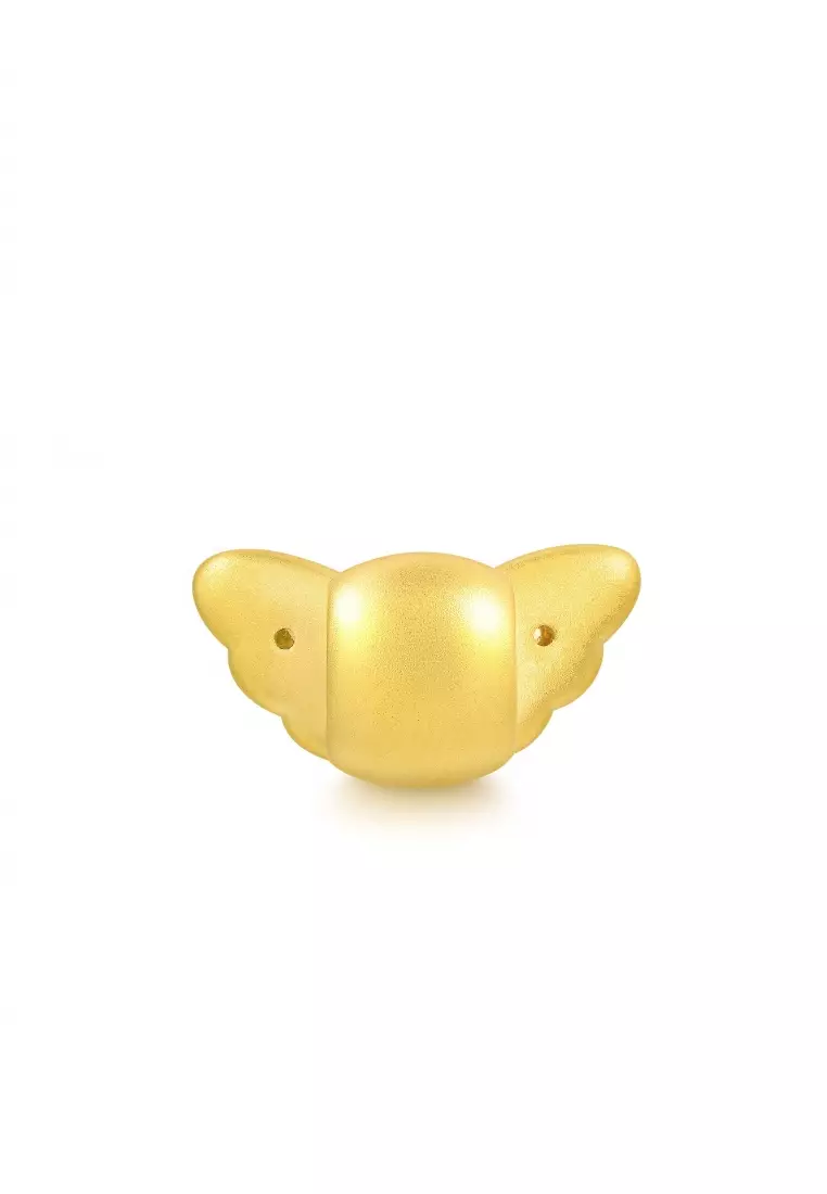 999 24K Solid Gold Angel Wing Charm 86507C (Bracelet not included)