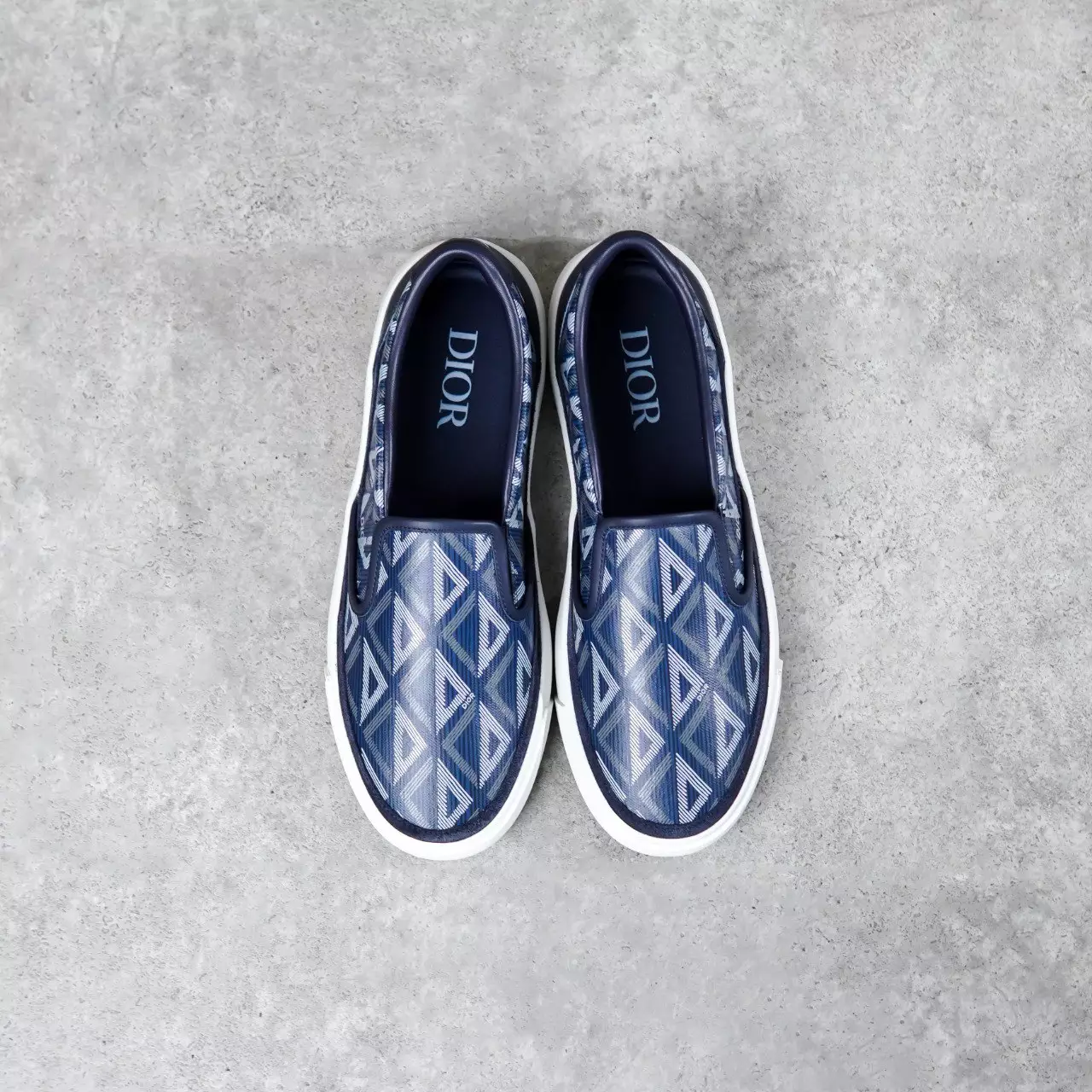 Sepatu CHRISTIAN DIOR DIAMOND JACQUARD NAVY SLIP ON 100% ORIGINAL