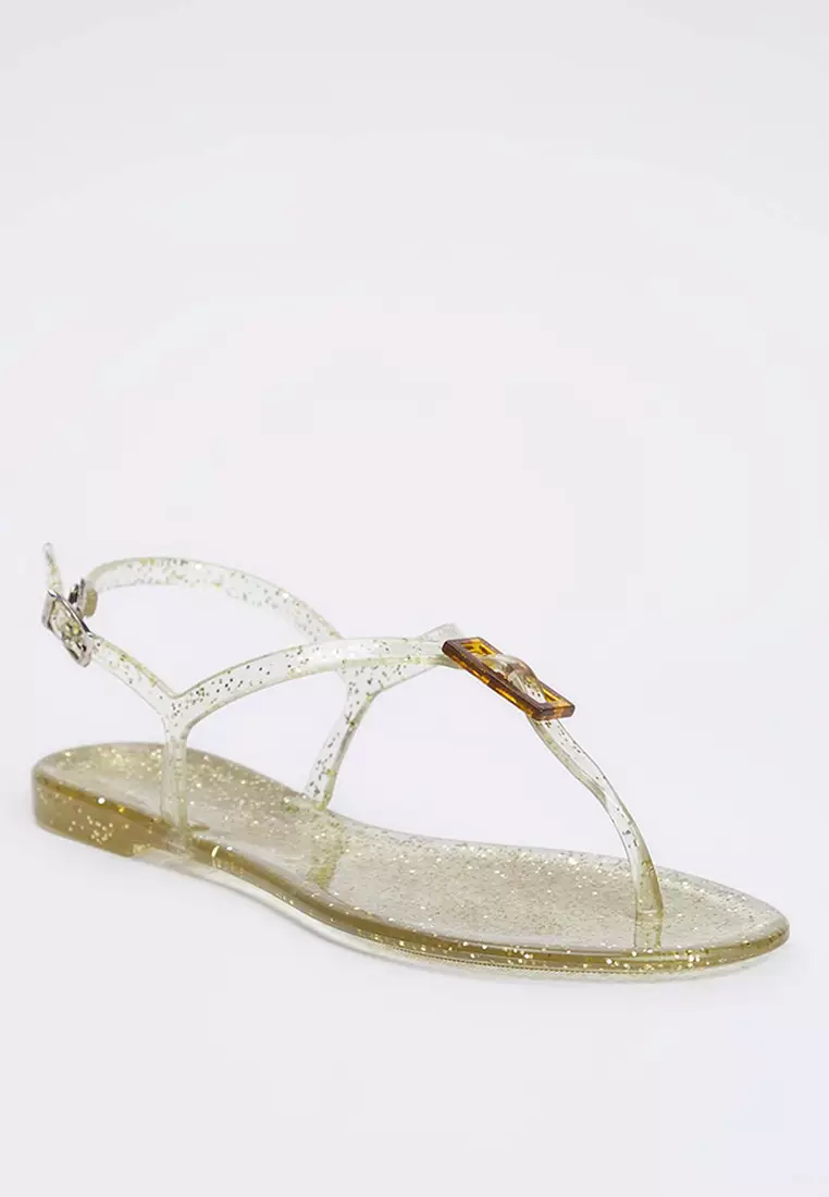 Gold Jelly Flip Flops Women's Sandals Takss25Sd00065
