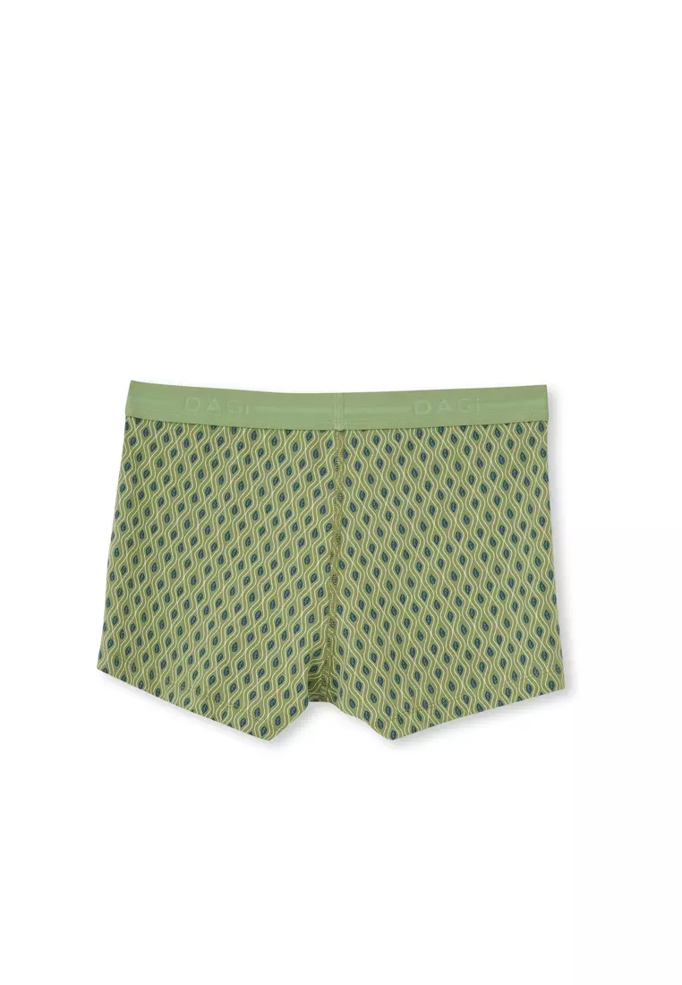 2-Pack Blue-Green Basic Boxer, Leaf Patterned, Regular Fit, Underwear for Men