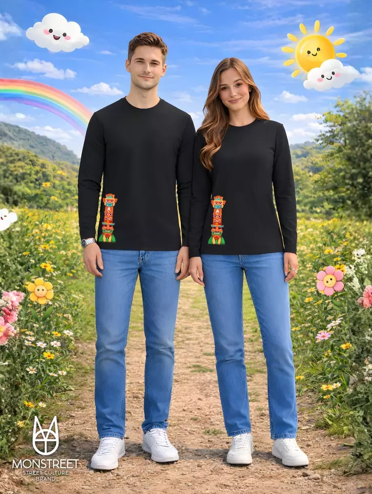 Monstreet Kaos Katun Combed 24S Grafis Reguler Fit Lengan Panjang Hitam Tshirt LUTR234 Cotton Combed 24S Graphic Tshirt Regular Fit Full Sleeve Black Tshirt