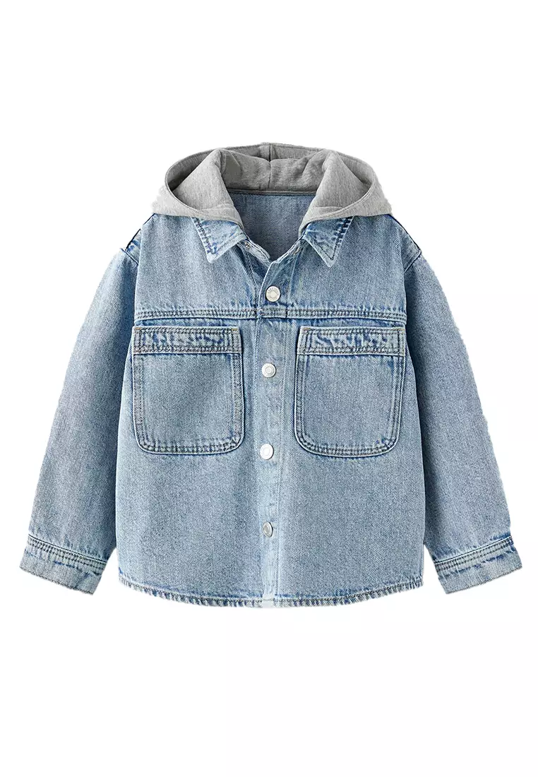 ZARA Denim Hooded Overshirt 2025 | Buy ZARA Online | ZALORA