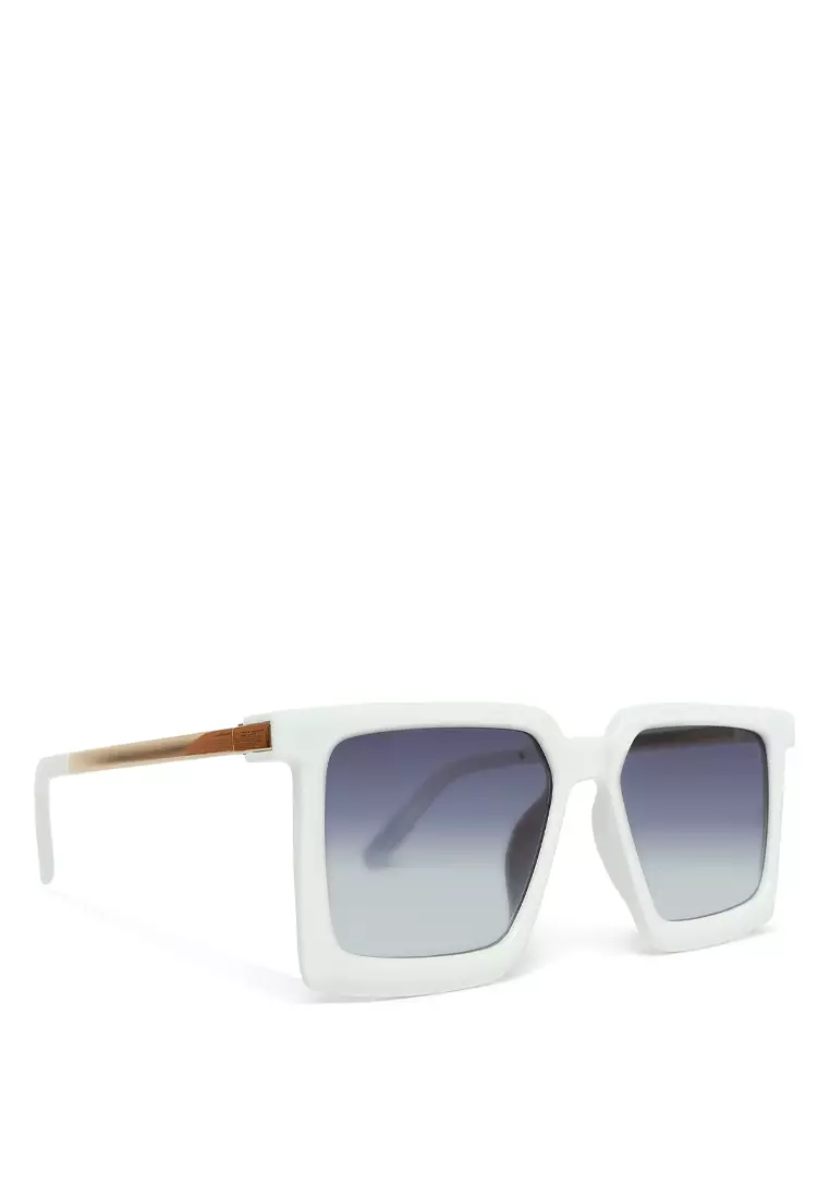 The Pristine Square Sunglasses In White/Purple