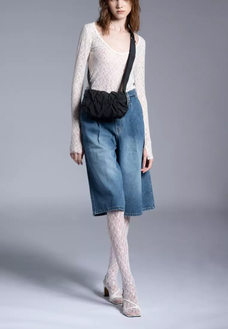 POPCORN SWING MINI Nylon Crossbody Bag Black