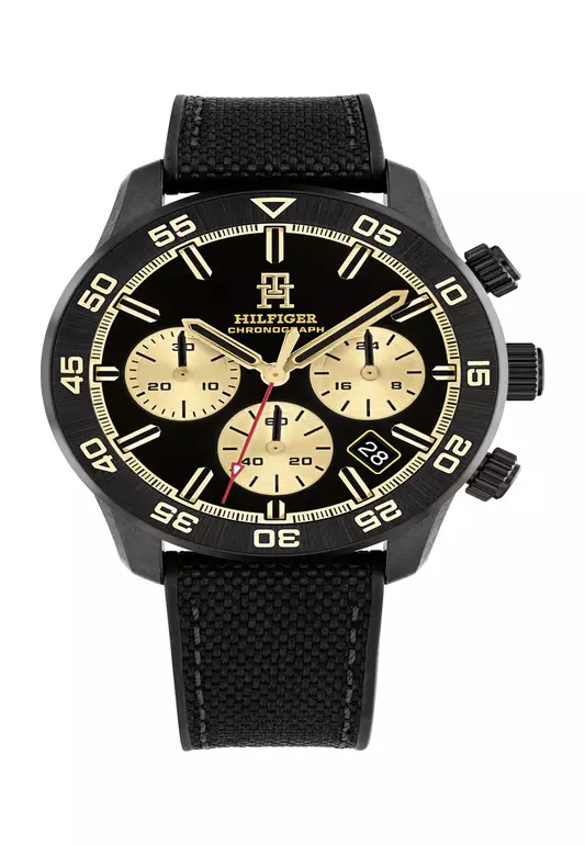 Men's Black Cordura & Black Silicone and Black Dial Quartz - TH1792182