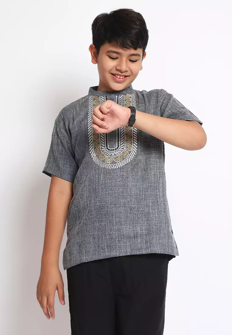 Baju Koko Set Anak Laki Universal Light Black - MODERN