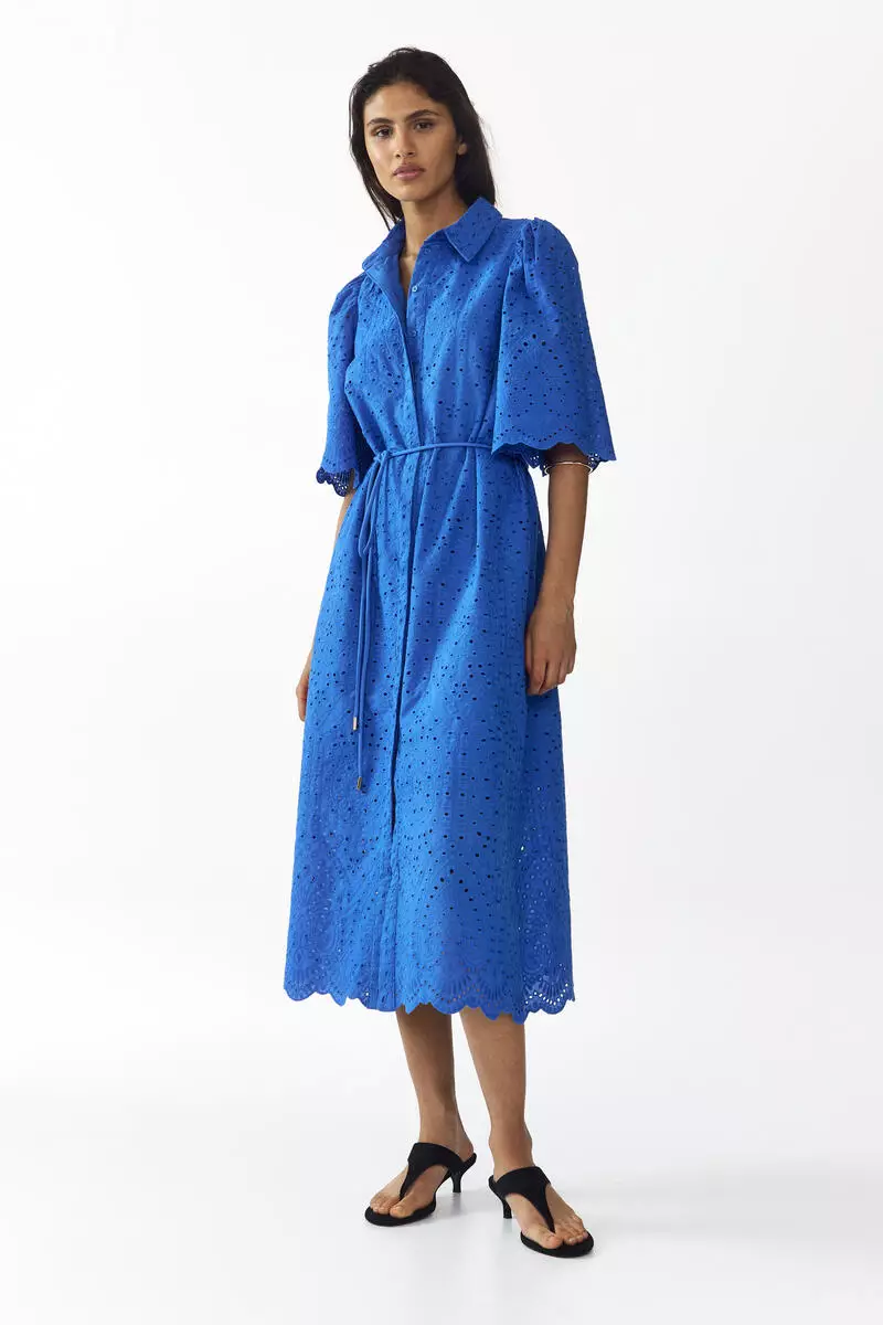 Broderie-anglaise cotton shirt dress