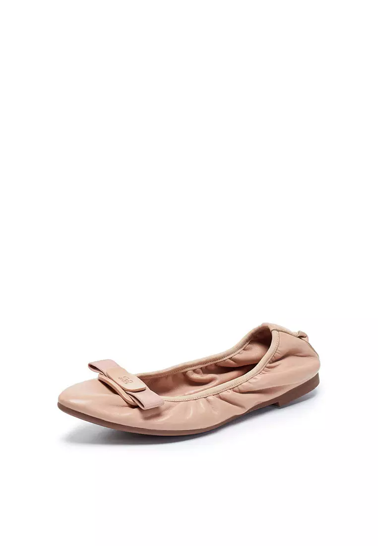 Staccato Bow Leather Slip-On Flats - Pink (EFX01-PIN)