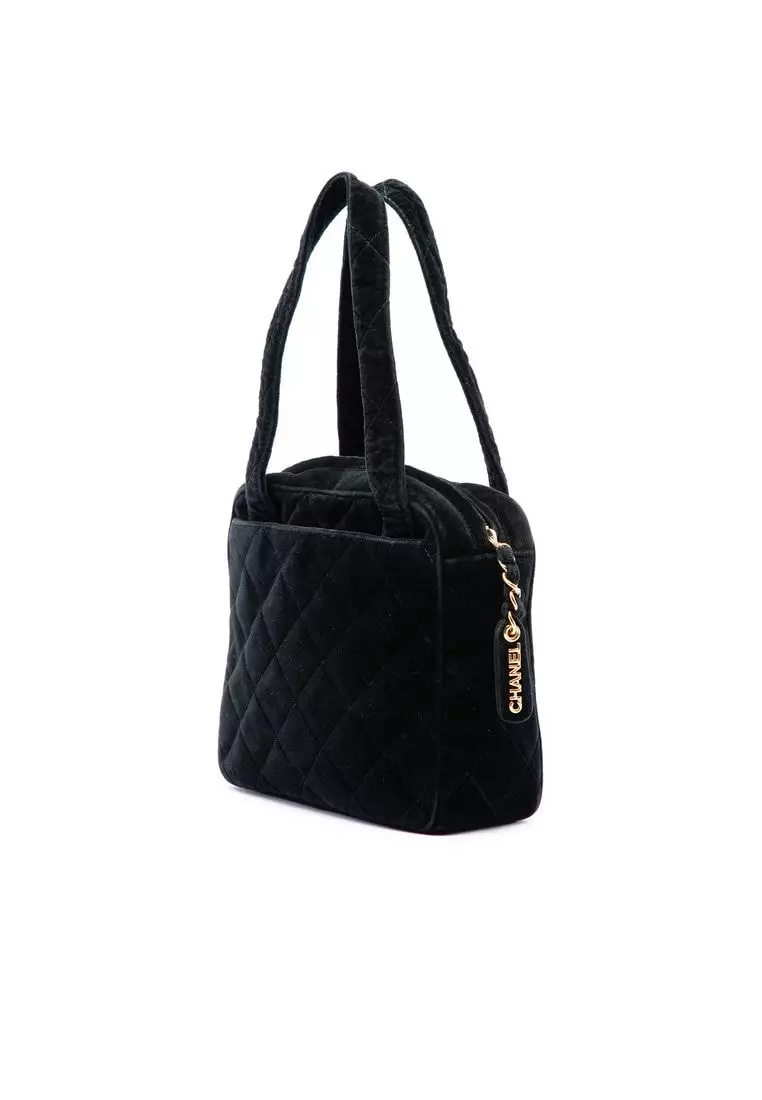 Pre-Loved Chanel Cc Quilted Velvet Handbag