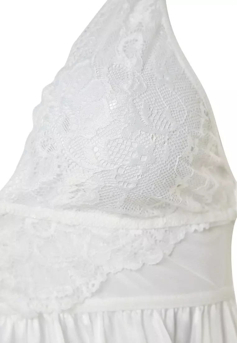 Satin Lace Detail Babydoll