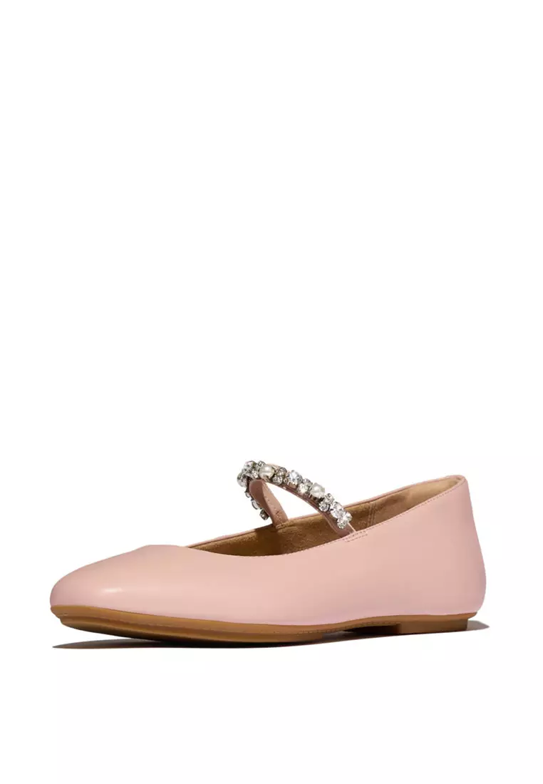 DELICATO Women's Pearls & Crystal Leather Ballet Flats  - Faded Blush (A0Q-D72)