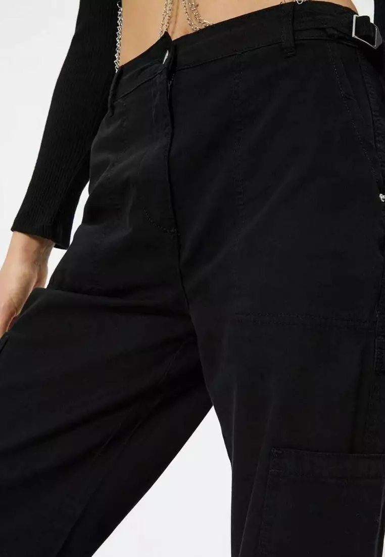 Cotton High Waist Cargo Pants