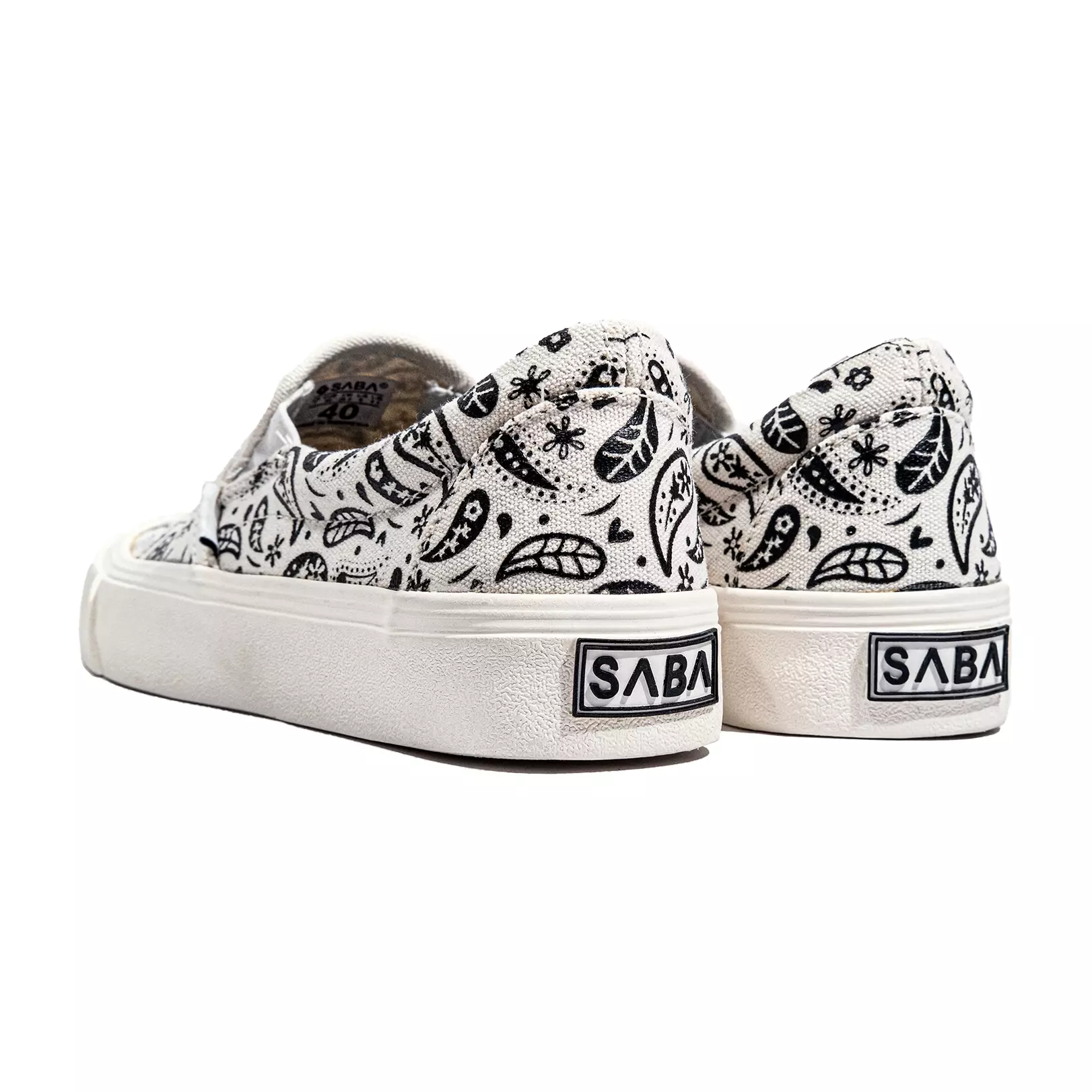 SABA Slip on Paisley Basic Off White - Sepatu Sneakers Casual Pria Wanita Original 100% PSL 06