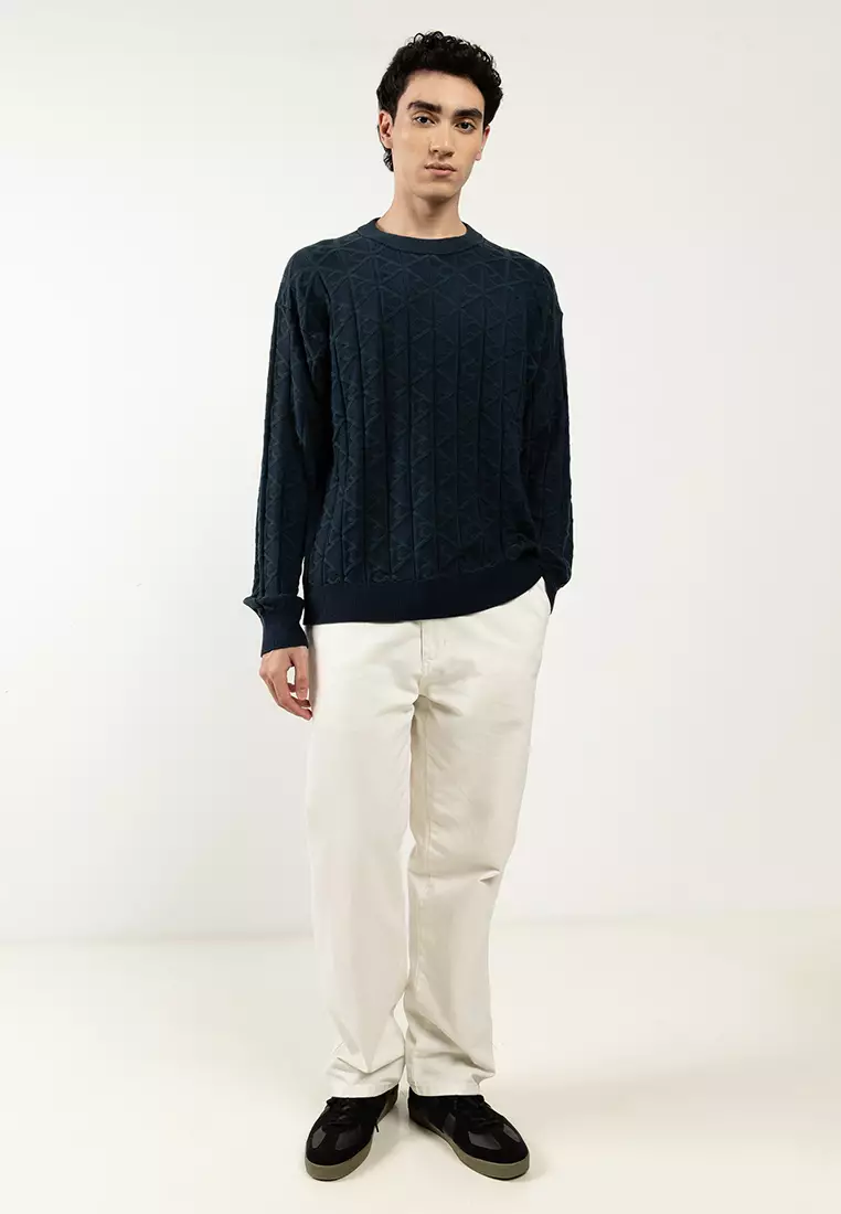 Calvin Klein Jeans 長袖全身印花棉質圓領毛衣