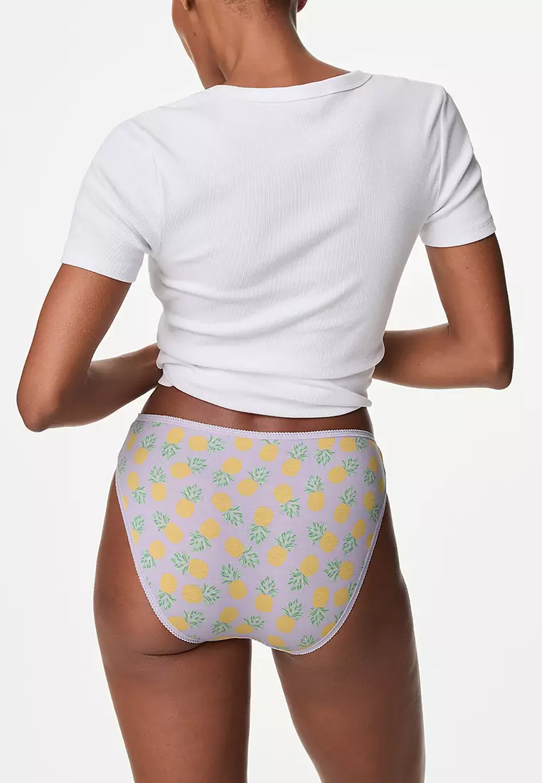 5pk Cotton Lycra™ High Leg Knickers