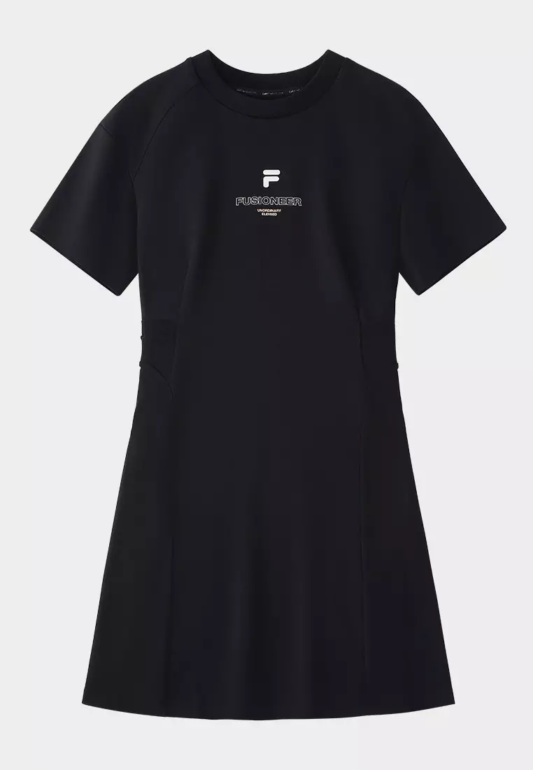 knee length dresses for ladies FILA WOMENS ESSENTIALS LASERCUT DRESS – SWISS SPORT HAUS main image 1