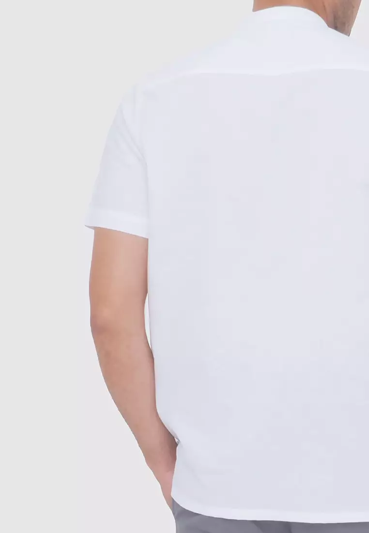 MOC Kemeja Koko Lengan Pendek Pria TSABIT - WHITE