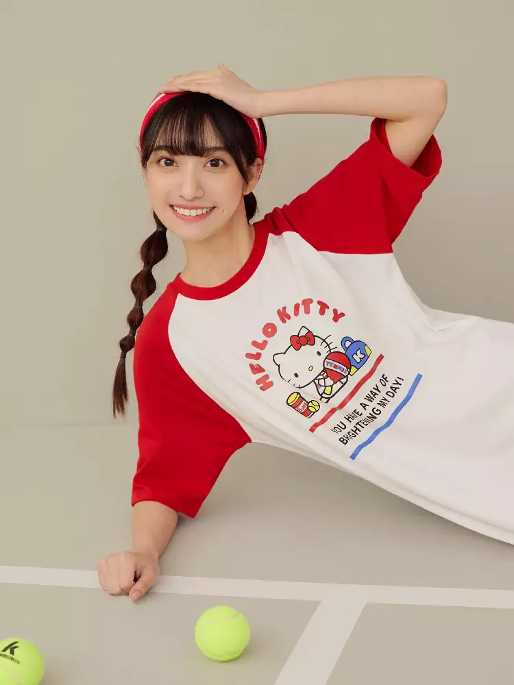 KITTY Tennis Print Raglan Sleeve Long Dress [IK0037]